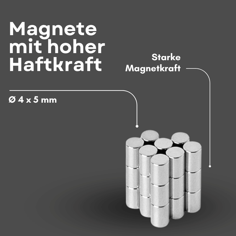 Supermagnet 4x5 mm – kompakt, N42, Ni-Cu-Ni beschichtet