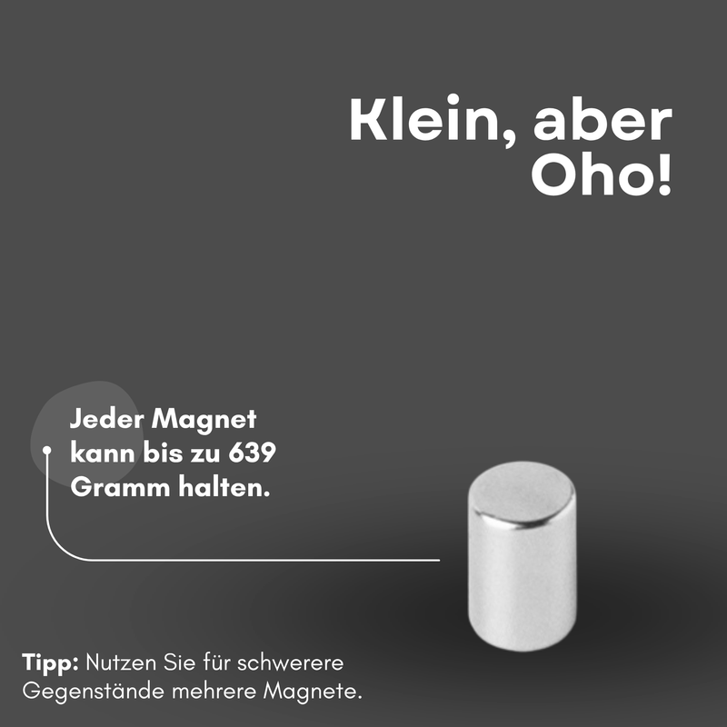 Neodym Magnet Ø 4mm x 6mm - Starker Scheibenmagnet - N42 Supermagnet - Hohe Haftkraft bis 639g