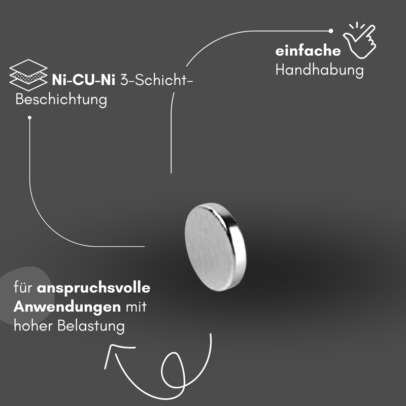 Neodym Magnet Ø 5mm x 1mm - Starker Scheibenmagnet - N42 Supermagnet - Hohe Haftkraft bis 300g
