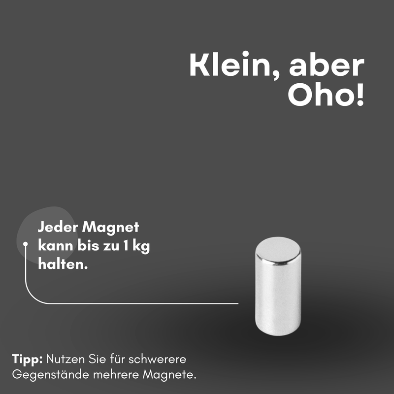 Neodym Magnet Ø 5mm x 10mm - Starker Scheibenmagnet - N42 Supermagnet - Hohe Haftkraft bis 1kg