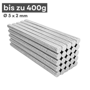 Neodym Scheibenmagnet 5x2 mm N38 – silberfarben, kompakt & stark
