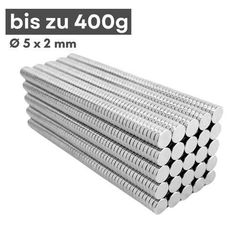 Neodym Scheibenmagnet 5x2 mm N38 – silberfarben, kompakt & stark