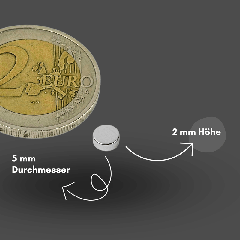 Axial magnetisierter Scheibenmagnet 5x2 mm N38 – langlebige Leistung