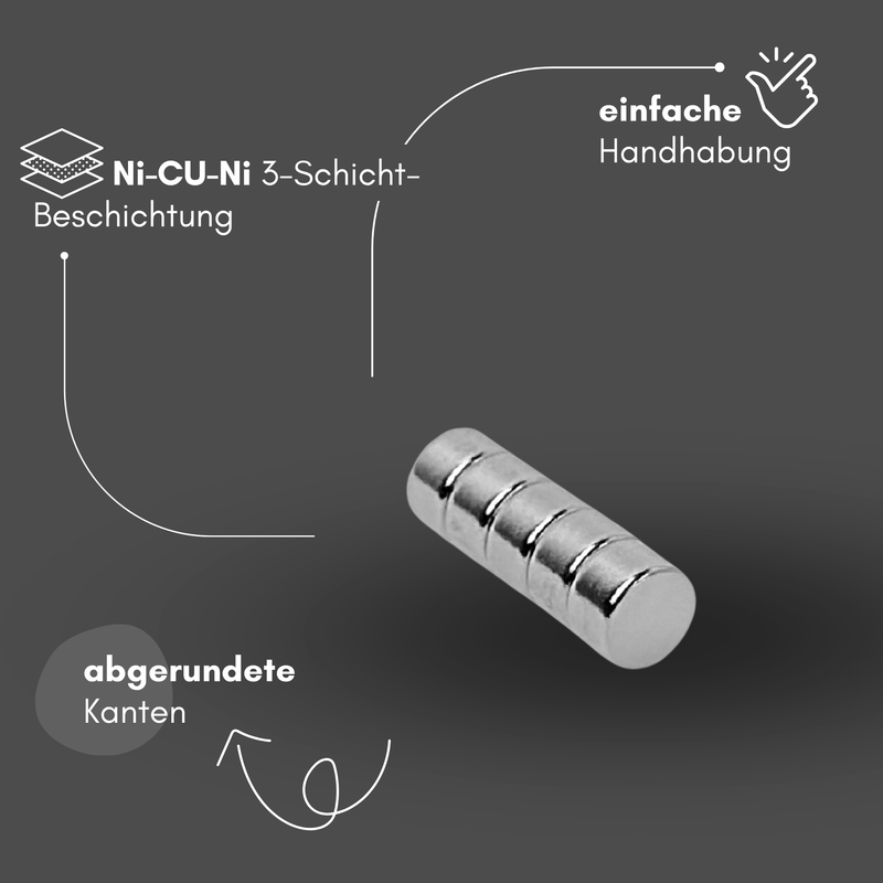 Neodym Magnet Ø 5mm x 3mm - Starker Scheibenmagnet - N38 Supermagnet - Hohe Haftkraft bis 600g