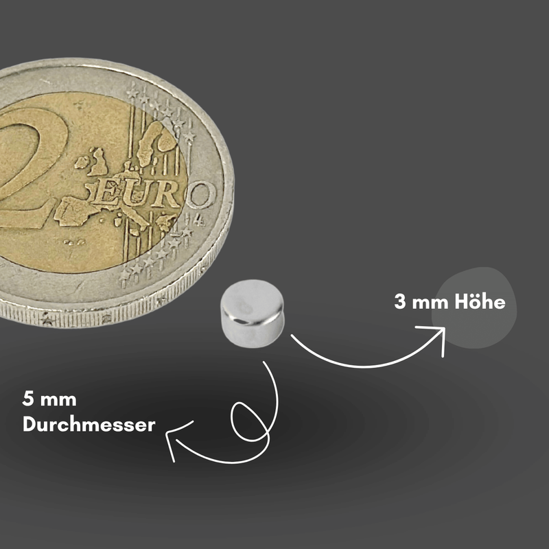 Axial magnetisierter Scheibenmagnet 5x3 mm N38 – langlebige Leistung