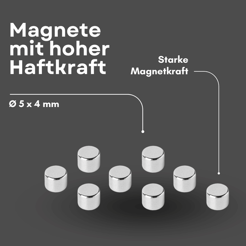 Supermagnet 5x4 mm – kompakt, N42, Ni-Cu-Ni beschichtet