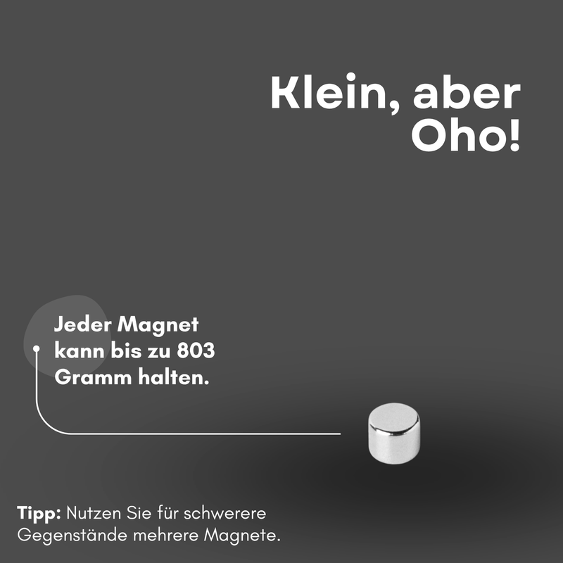 Neodym Magnet Ø 5mm x 4mm - Starker Scheibenmagnet - N42 Supermagnet - Hohe Haftkraft bis 803g