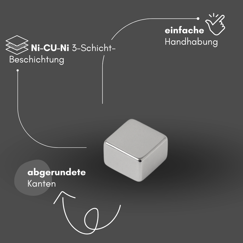 Neodym Magnet 5mm x 5mm x 2mm - N42 Supermagnet - Quadermagnete - Hohe Haftkraft bis 1,1kg
