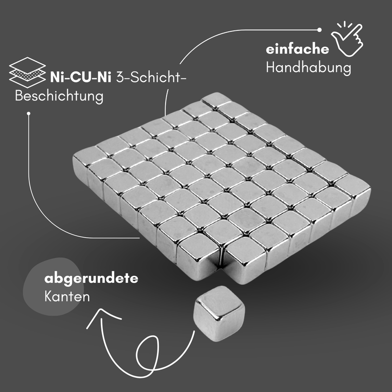 Neodym Magnet 5mm x 5mm x 5mm Supermagnete hohe Haftkraft Würfelmagnete