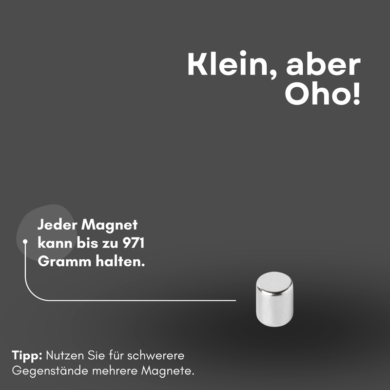 Neodym Magnet Ø 5mm x 6mm - Starker Scheibenmagnet - N42 Supermagnet - Hohe Haftkraft bis 971g
