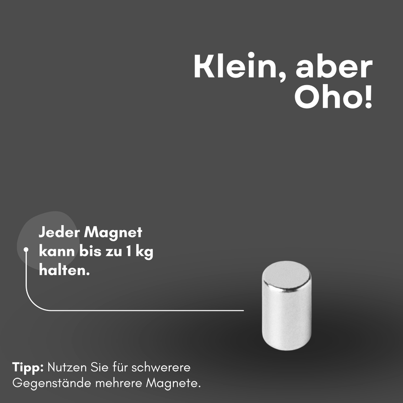 Neodym Magnet Ø 5mm x 8mm - Starker Scheibenmagnet - N42 Supermagnet - Hohe Haftkraft bis 1kg