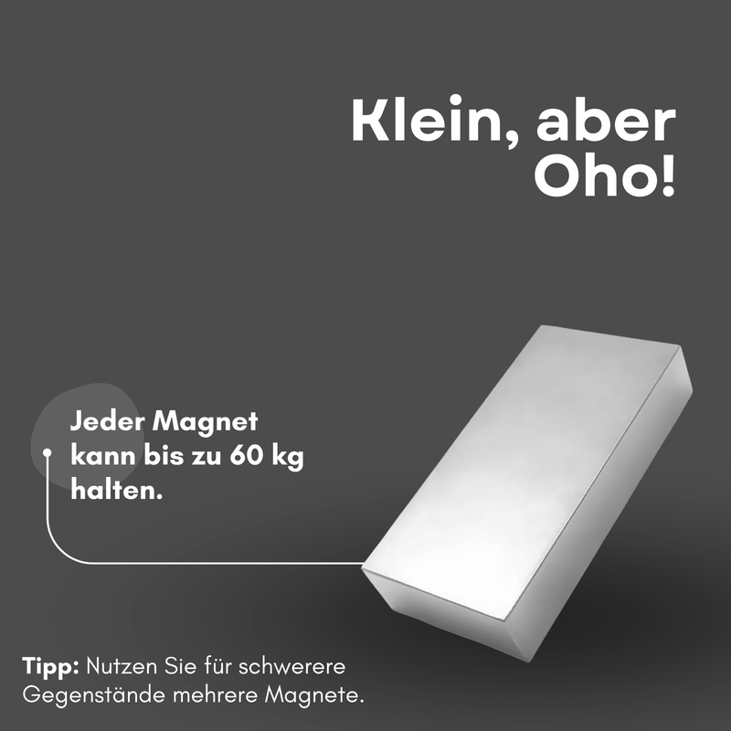 Neodym Magnet 60mm x 30mm x 20mm - N38 Supermagnet - Quadermagnete - Hohe Haftkraft bis 60kg