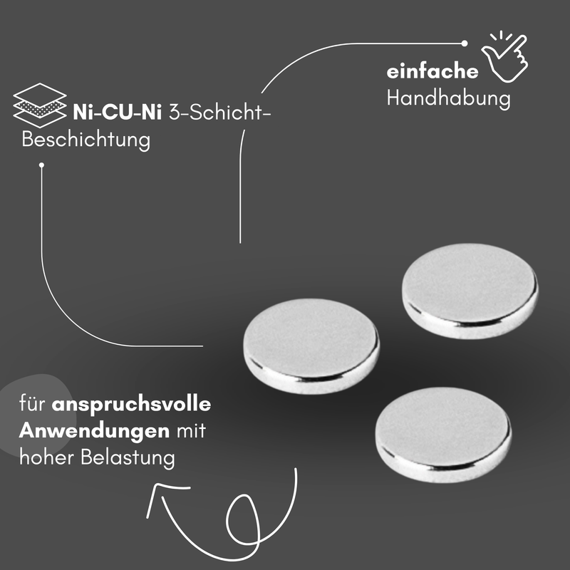 Neodym Magnet Ø 6mm x 1mm - Starker Scheibenmagnet - N42 Supermagnet - Hohe Haftkraft bis 295g