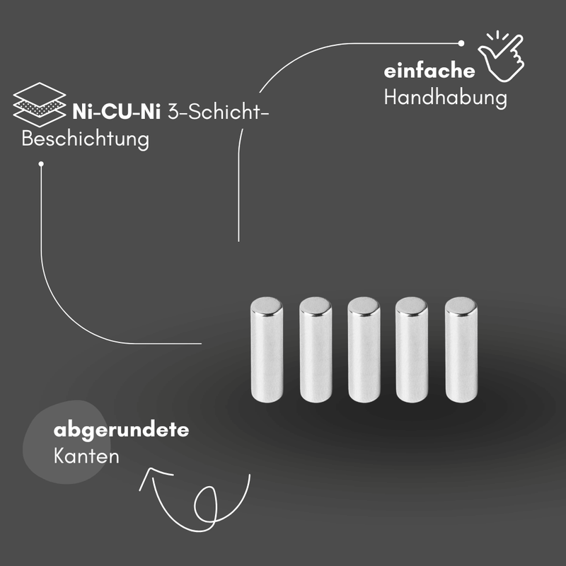 Neodym Magnet rund 6x14 mm für Industrie und DIY