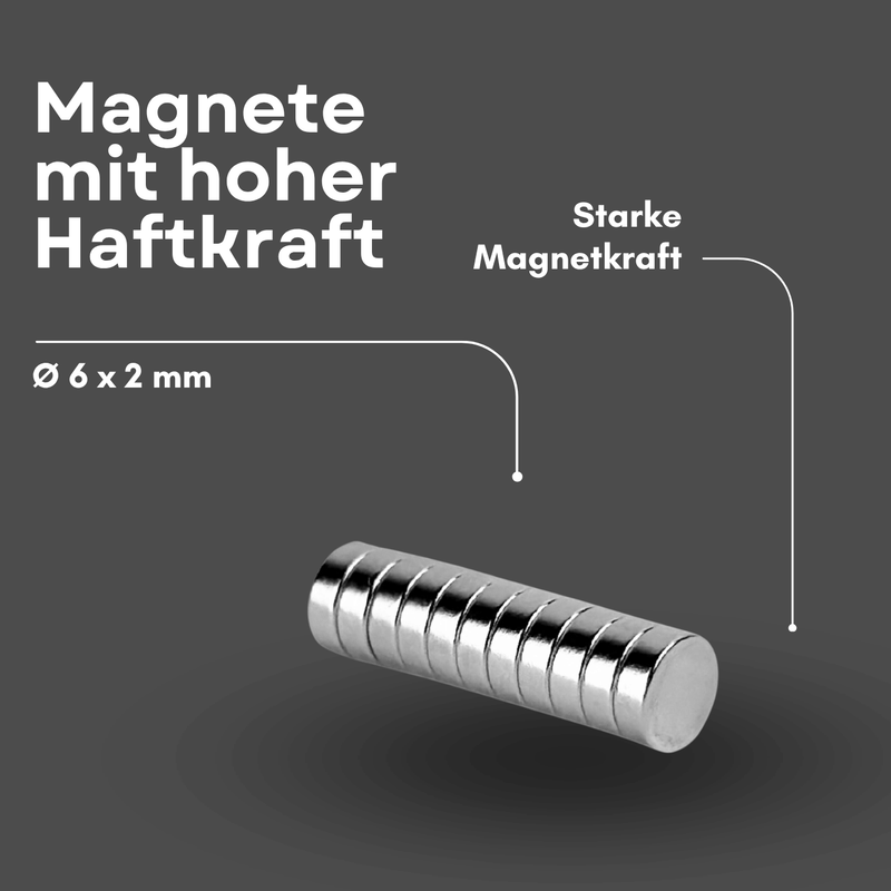 Starker N38 Neodym Magnet 6x2 mm – Haftkraft ca. 500 g