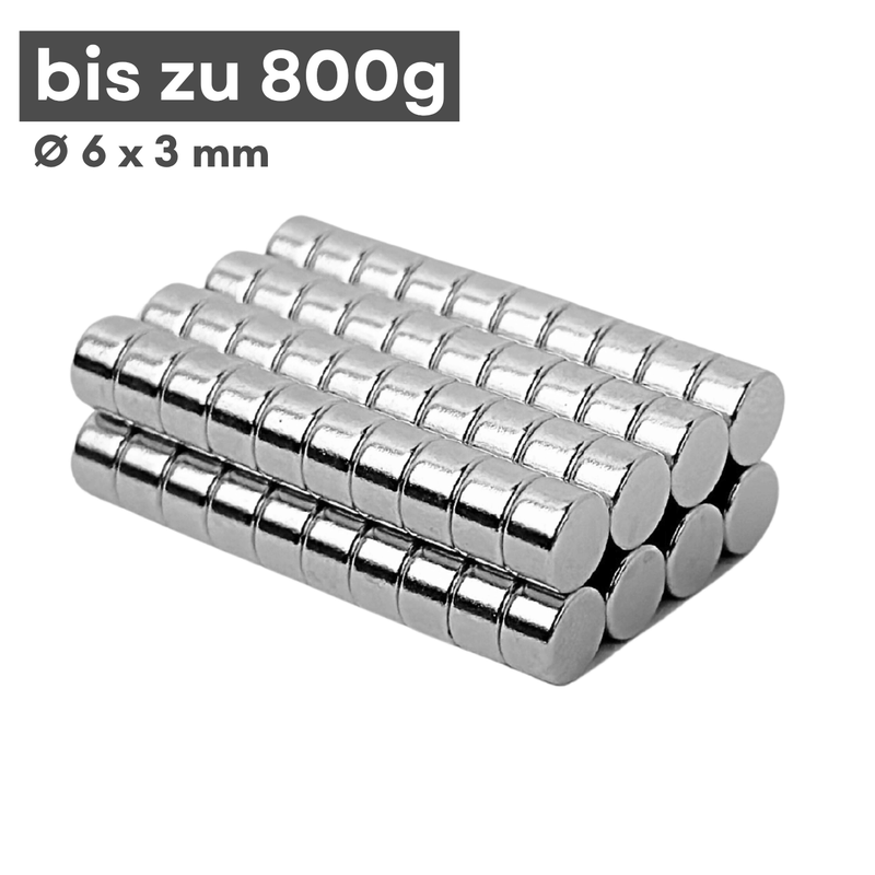 Neodym Scheibenmagnet 6x3 mm N38 – silberfarben, kompakt & stark