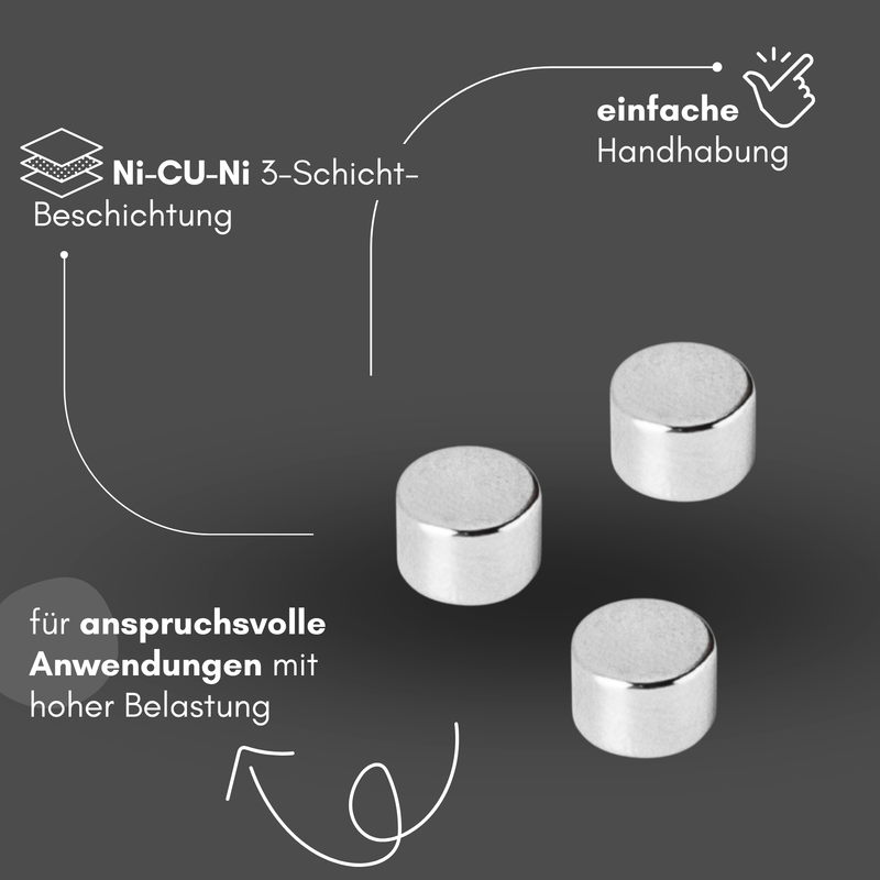 Neodym Magnet Ø 6mm x 4mm - Starker Scheibenmagnet - N42 Supermagnet - Hohe Haftkraft bis 1,1kg