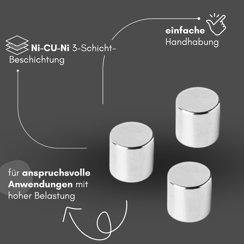 Neodym Magnet Ø 6mm x 6mm - Starker Scheibenmagnet - N42 Supermagnet - Hohe Haftkraft bis 1,3kg