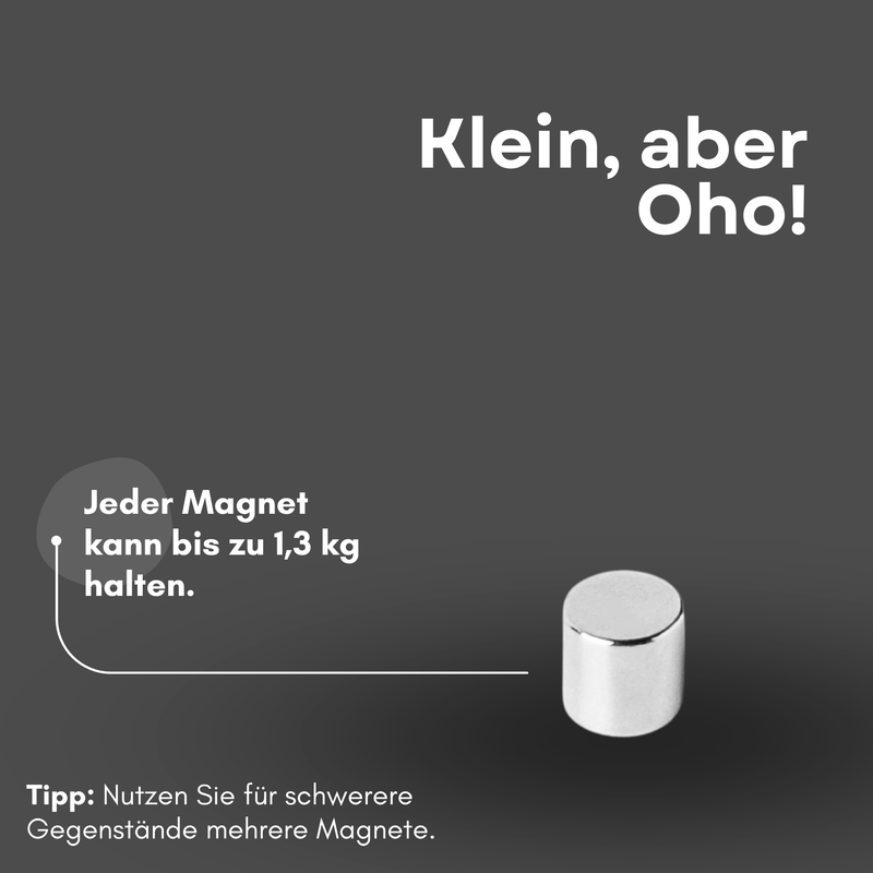 Neodym Magnet Ø 6mm x 6mm - Starker Scheibenmagnet - N42 Supermagnet - Hohe Haftkraft bis 1,3kg