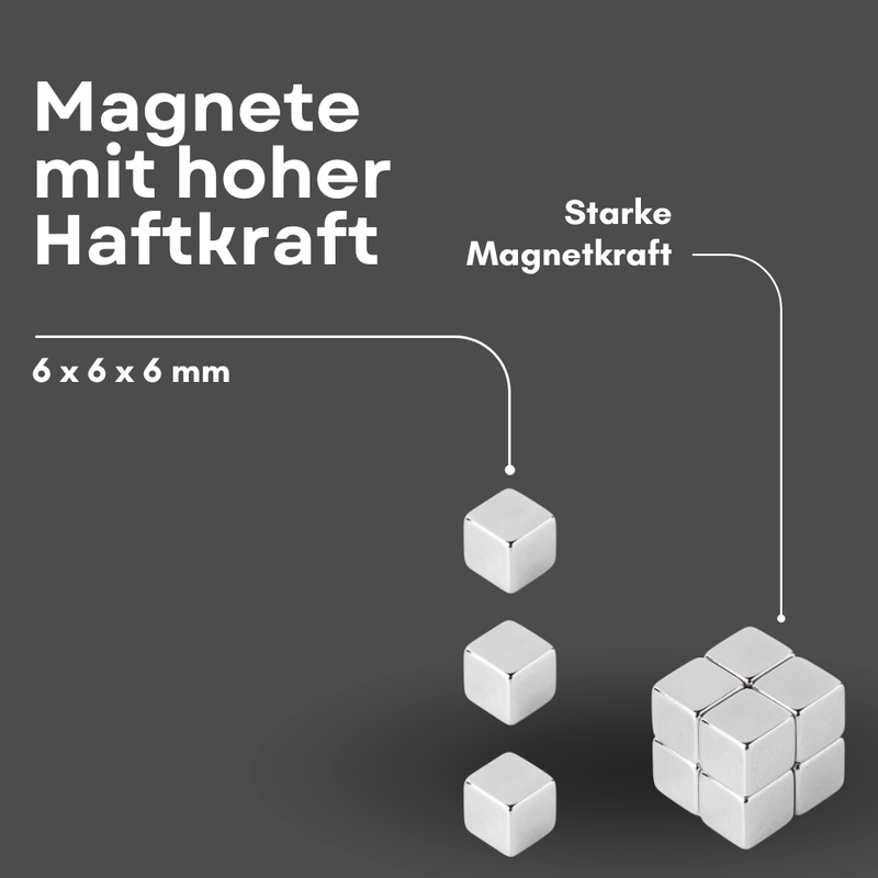 Neodym Magnet 6x6x6 mm Supermagnete hohe Haftkraft Würfelmagnete