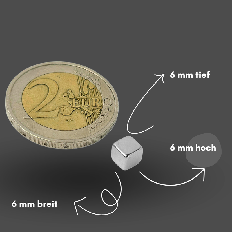 Neodym Magnet 6x6x6 mm Supermagnete hohe Haftkraft Würfelmagnete