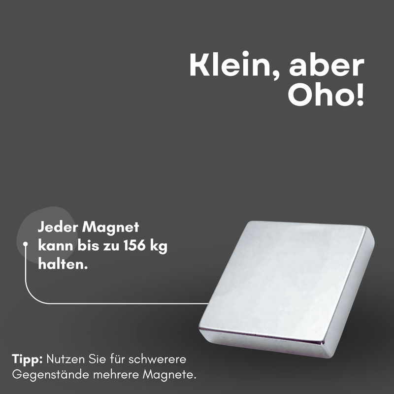 Neodym Magnet 80mm x 80mm x 20mm - N38 Supermagnet - Quadermagnete - Hohe Haftkraft bis 159kg