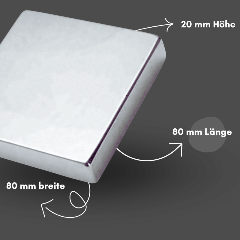 Industrie Neodym Quadermagnet 80x80x20 mm Superstarker Magnet