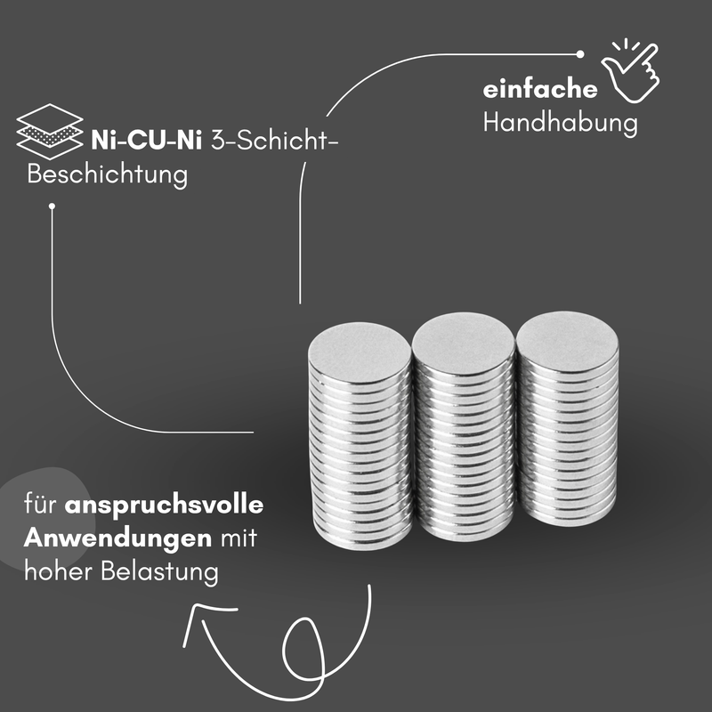 Neodym Magnet Ø 8mm x 1mm - Starker Scheibenmagnet - N42 Supermagnet - Hohe Haftkraft bis 431g