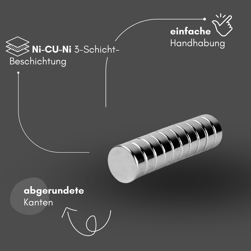 Neodym Magnet Ø 8mm x 3mm - Starker Scheibenmagnet - N38 Supermagnet - Hohe Haftkraft bis 1,3kg