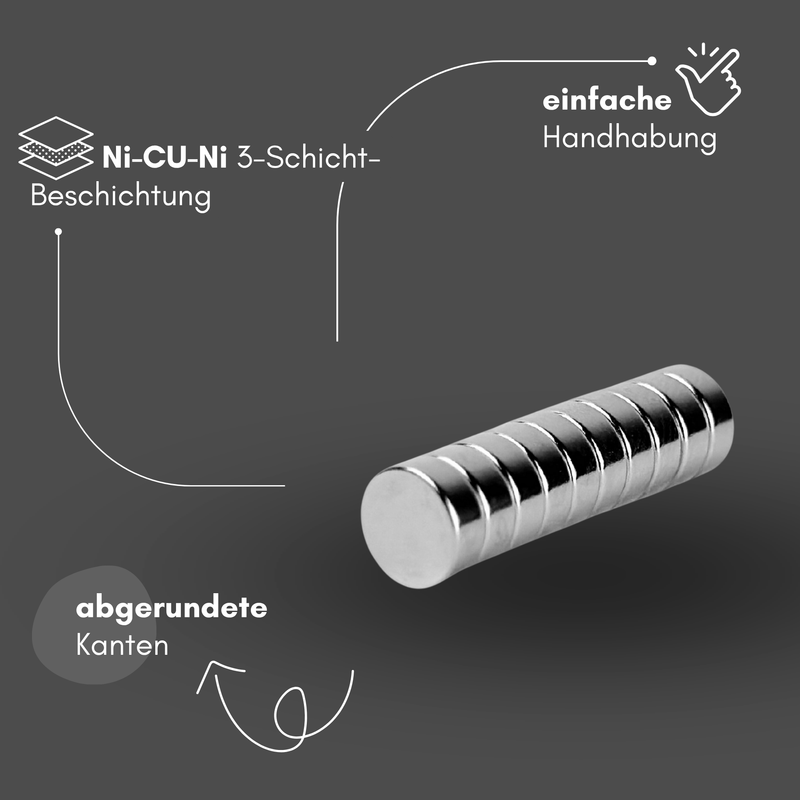 Neodym Magnet Ø 8mm x 4mm - Starker Scheibenmagnet - N38 Supermagnet - Hohe Haftkraft bis 1,6kg
