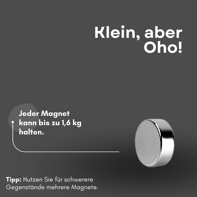 Neodym Magnet Ø 8mm x 4mm - Starker Scheibenmagnet - N38 Supermagnet - Hohe Haftkraft bis 1,6kg