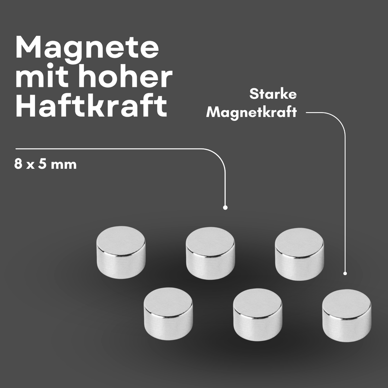 Neodym Magnet Ø 8mm x 5mm - Starker Scheibenmagnet - N42 Supermagnet - Hohe Haftkraft bis 2kg