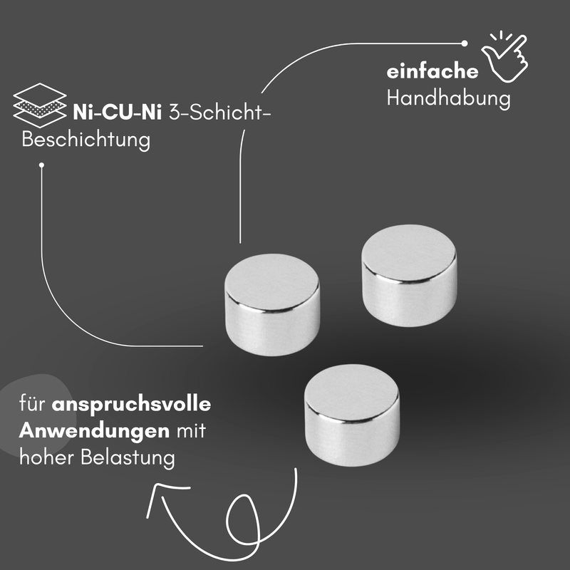 Neodym Magnet Ø 8mm x 5mm - Starker Scheibenmagnet - N42 Supermagnet - Hohe Haftkraft bis 2kg