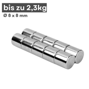Neodym-Scheibenmagnet 8x8 mm N38 – kompakt und kraftvoll