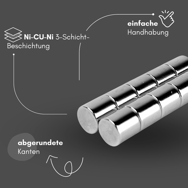 Neodym Magnet Ø 8mm x 8mm - Starker Scheibenmagnet - N38 Supermagnet - Hohe Haftkraft bis 2,3kg