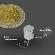 Korrosionsgeschützter Scheibenmagnet 8x8 mm Ni-Cu-Ni beschichtet