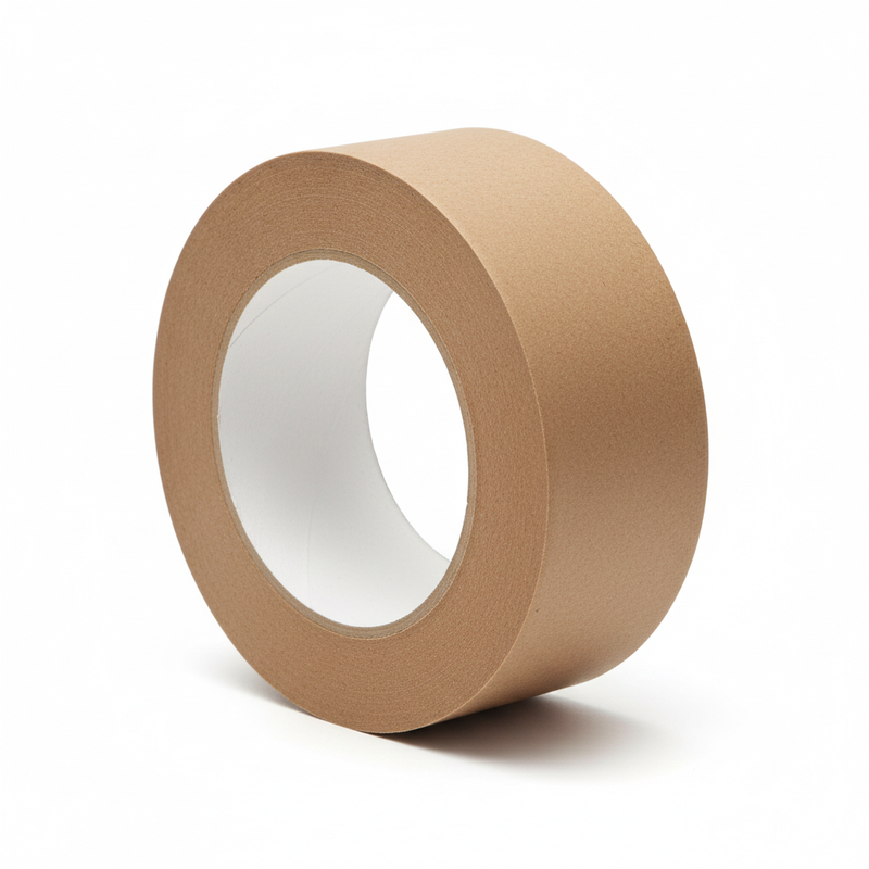 Papier-Packband in Naturbraun auf weißem Hintergrund
