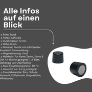 Magnet für Kühlschrank und Whiteboard 10 mm schwarz kompakt stark