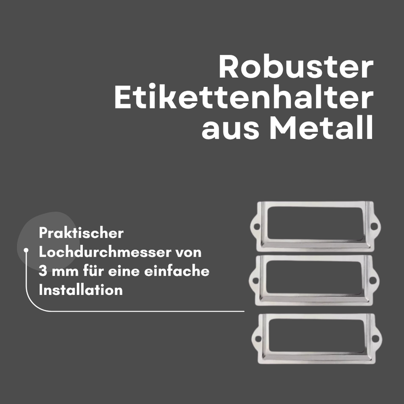 Metal label holder for furniture, drawers &amp; cabinets – card holder
