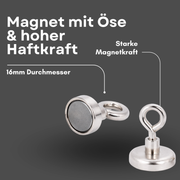 Neodym Magnet mit Öse Ø16 mm 7 kg für Werkstatt und Haushalt