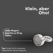Neodym Eyelet Magnet 32 mm, ideal für Befestigung und Halten schwerer Gegenstände