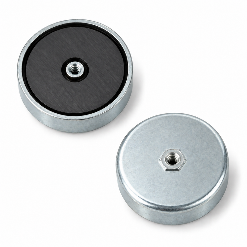 Ferrit Magnet Topfmagnet Ø 40 x 8 mm M4 Gewinde – hohe Haftkraft 9 kg, hitzebeständig bis 200 °C
