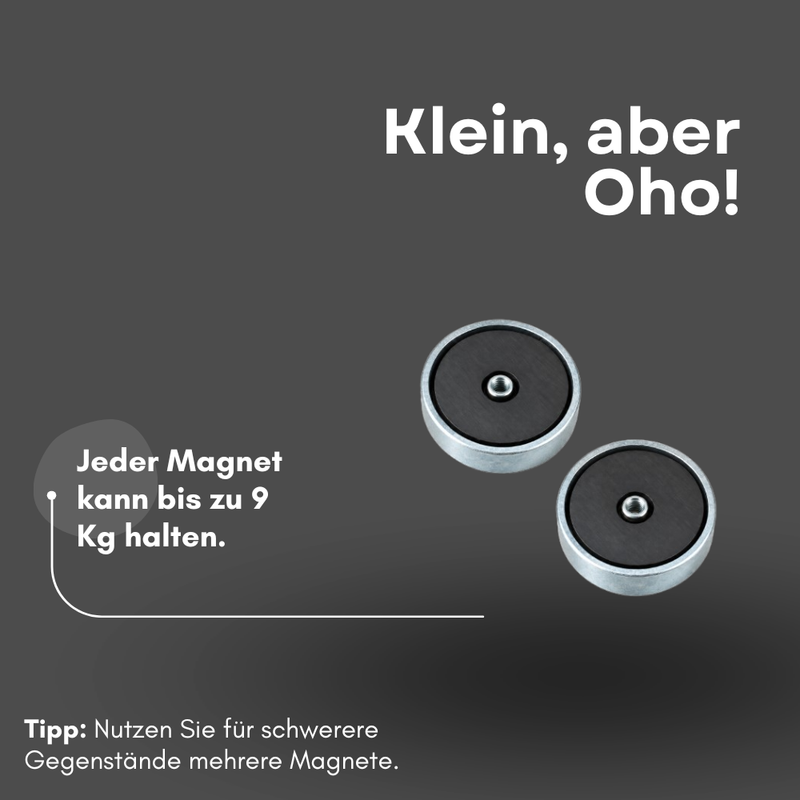 Ferrit Magnet Topfmagnet Ø 40 x 8 mm M4 Gewinde – hohe Haftkraft 9 kg, hitzebeständig bis 200 °C