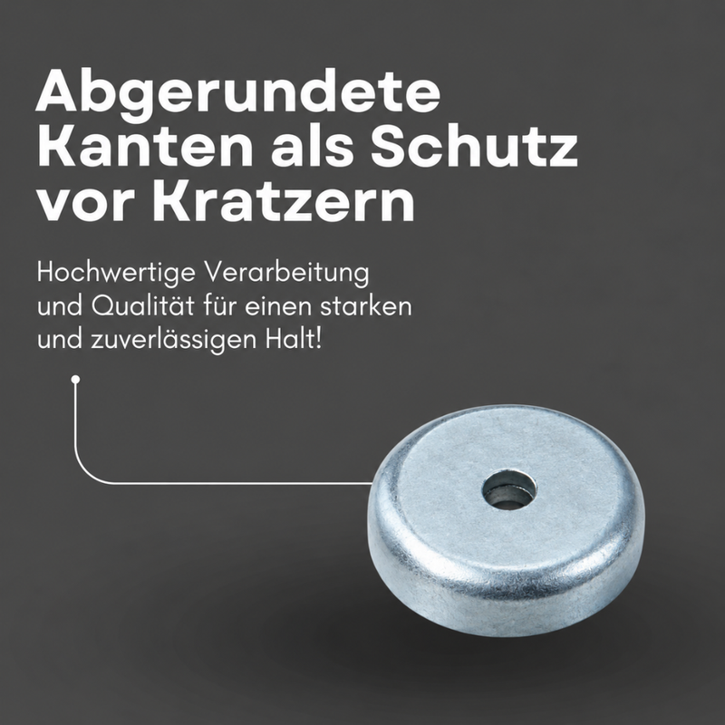 Ferrit Magnet Topfmagnet Ø 40 x 8 mm M4 Gewinde – hohe Haftkraft 9 kg, hitzebeständig bis 200 °C