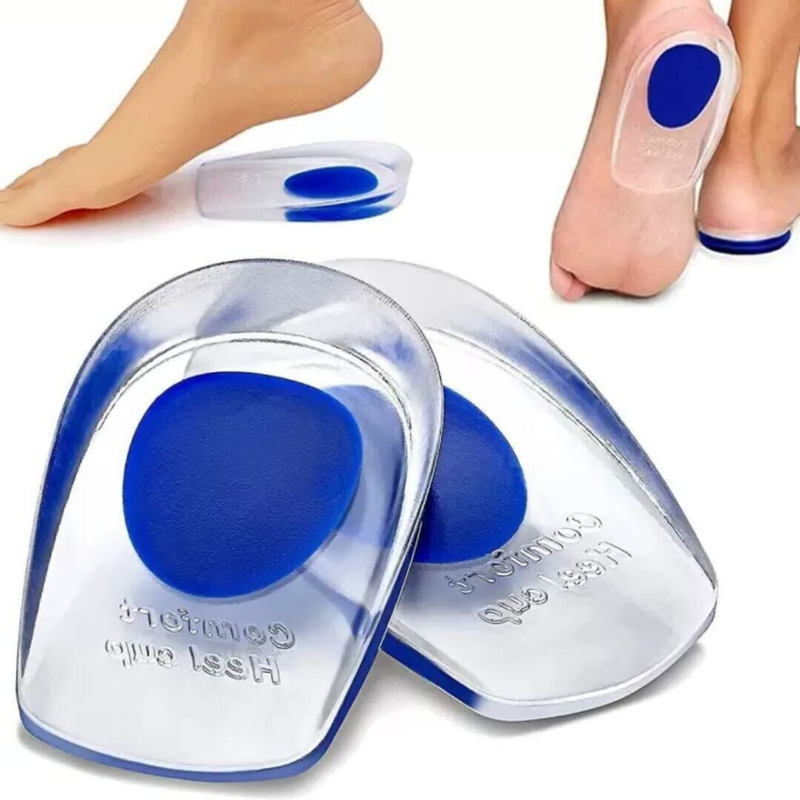Transparentes Silikon-Fersenkissen zur Druckentlastung und für angenehmen Tragekomfort im Schuh.