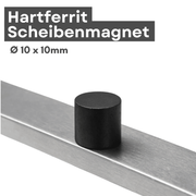Ferrit Scheibenmagnet Ø10×10 mm Y35 Hartferrit, axial magnetisiert, hitzebeständig bis 200 °C