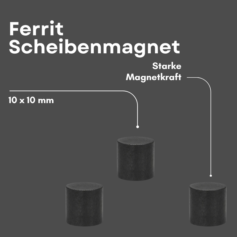 Ferrit Scheibenmagnet 10x10mm Y35 Hartferrit axial magnetisiert starke Magnete
