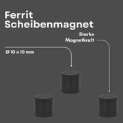 Robuster Ferritmagnet Ø10 mm × 10 mm, Y35 Hartferrit, ideal für Industrie, Elektronik & Werkstatt