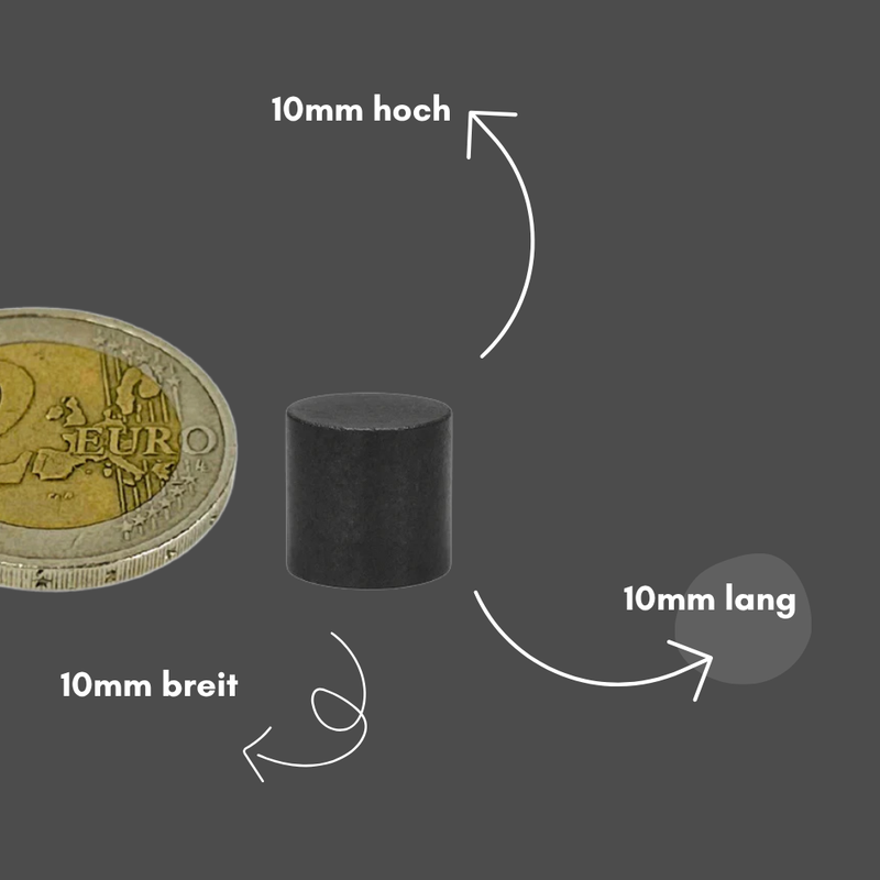 Ferrit Scheibenmagnet 10x10mm Y35 Hartferrit axial magnetisiert starke Magnete