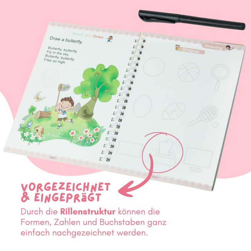 Magic Workbook A5 – Reusable Learning &amp; Coloring Book for Children Ages 3 and Up